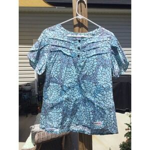 Urban & sweet size medium scrub top scrubs womens blue brown feminine